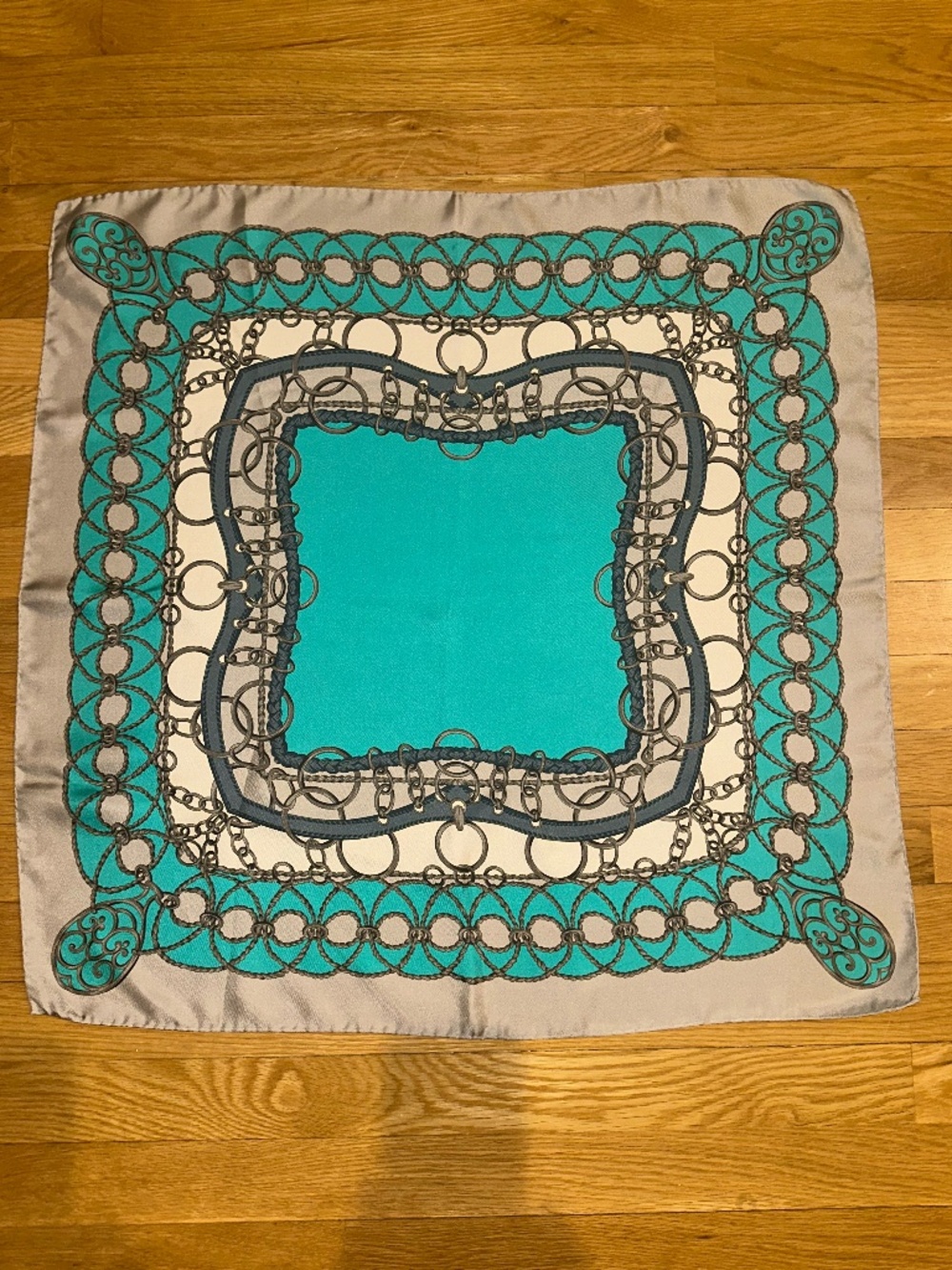 Vintage Scarf ~ Equestrian Motif ~  100% Silk ~ Made in Italy